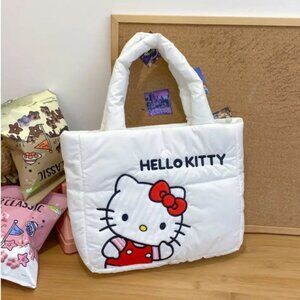 HELLO KITTY Fabric Handbag, Shoulder bag, White, NEW